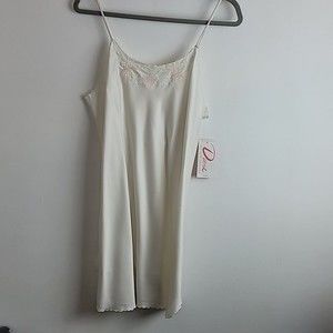 Deena Cream Embroidered Scallop Trim Lingerie Slip Dress Sz M NWT